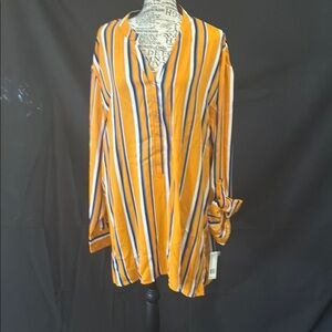 Zac & Rachel Vibrant Yellow and Blue Striped Blouse